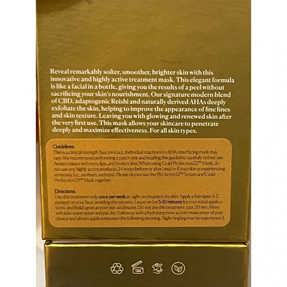 Ambari Gold Profection22 Mask 30ml 1oz CBD Reishi 22% AHA Blend Peel Polish NEW
